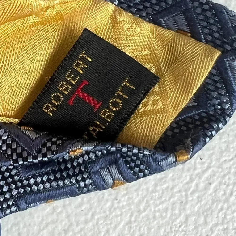 Robert Talbott Best Of Class Men's Neck Tie Woven Silk Blue Yellow Geometric